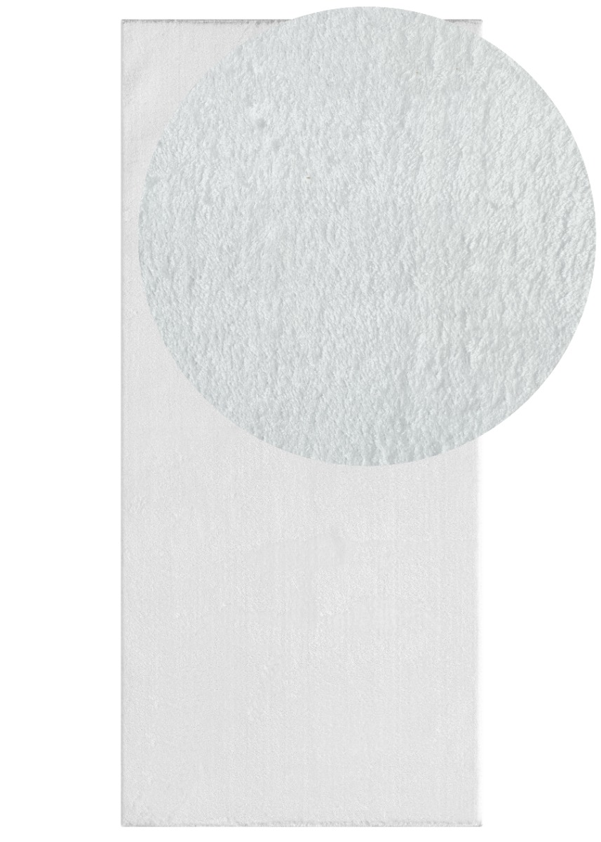 Cloudy Vit 80x300 cm Tvättbar Mjuk Ryamatta