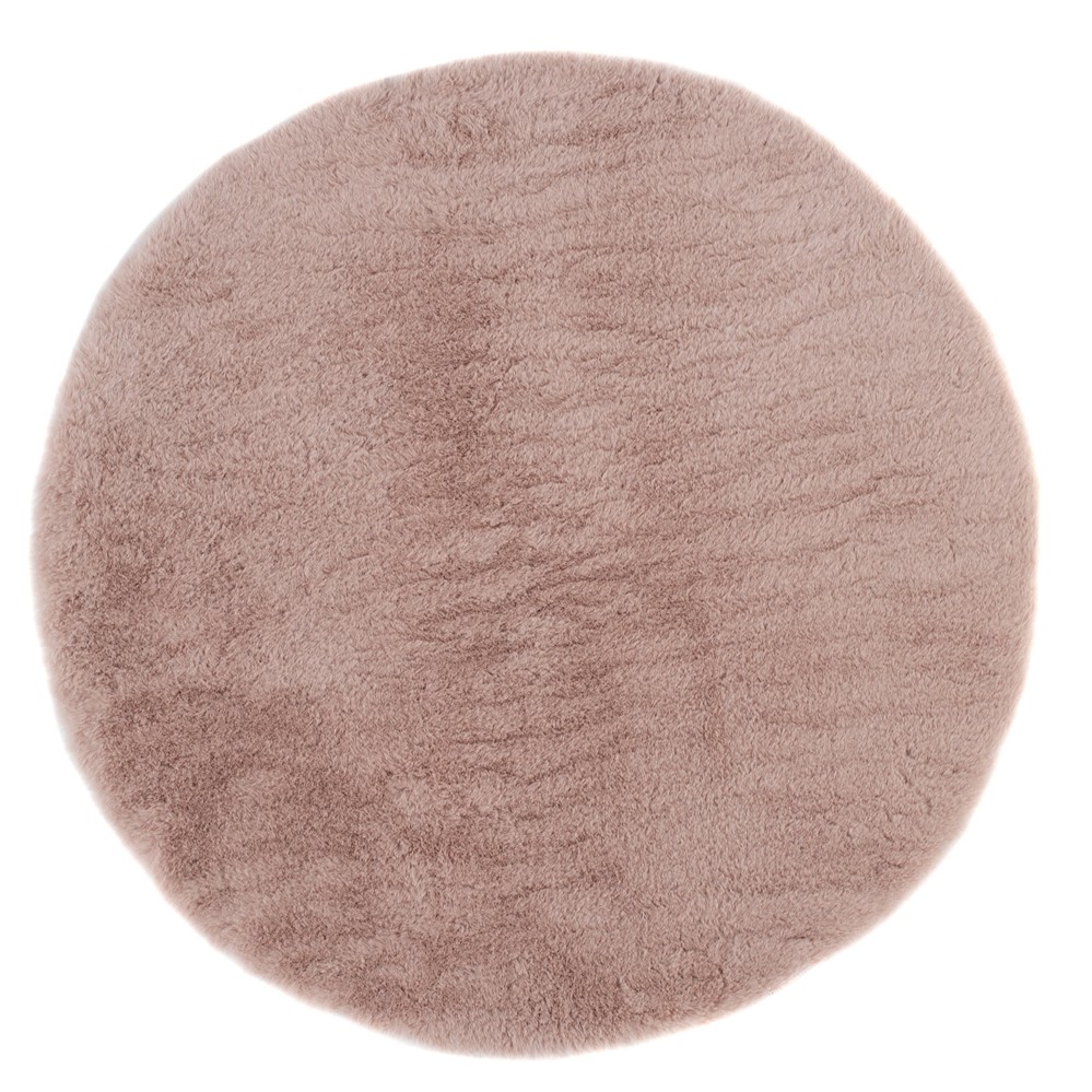 Eiderelle Rosa Rund 80 cm Mjuk Päls-look Matta