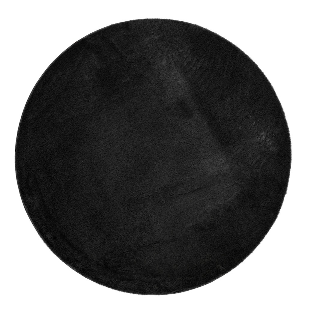 Eiderelle Svart Rund 80 cm Mjuk Päls-look Matta