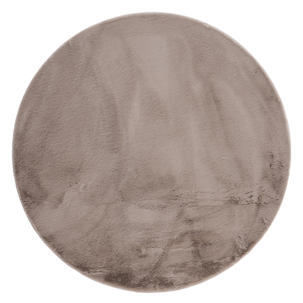 Eiderelle Taupe Rund 80 cm Mjuk Päls-look Matta