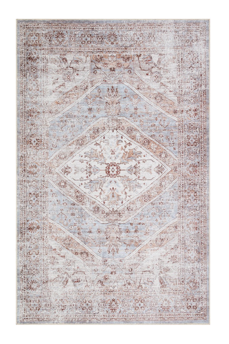 Ardalan Onestia Kräm/Blå 280x380 cm Tvättbar Bomullsmatta