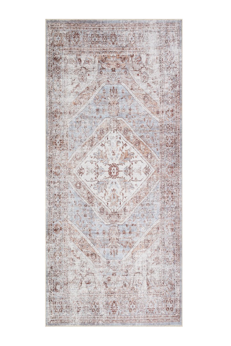 Ardalan Onestia Kräm/Blå 80x200 cm Tvättbar Bomullsmatta