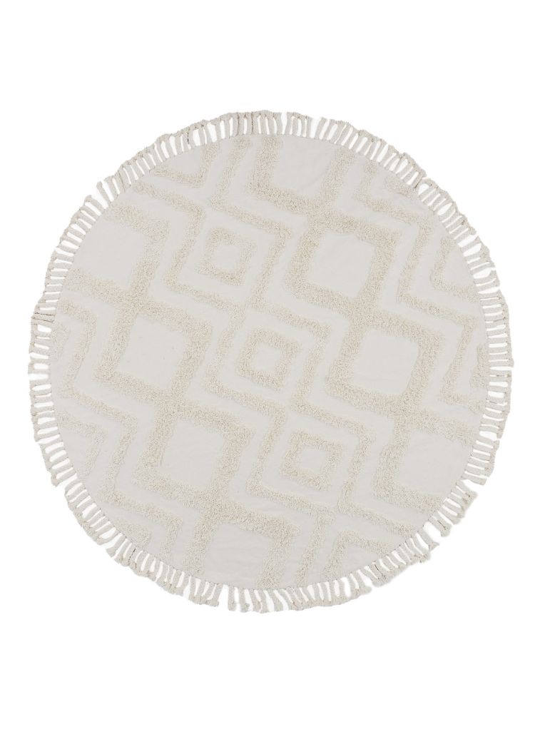 Rio Vit Rund 200 cm Bomullsmatta