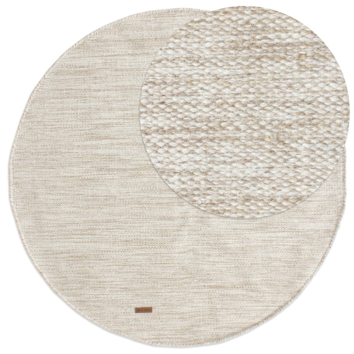 Lunda Beige Rund 200 cm Ullmatta