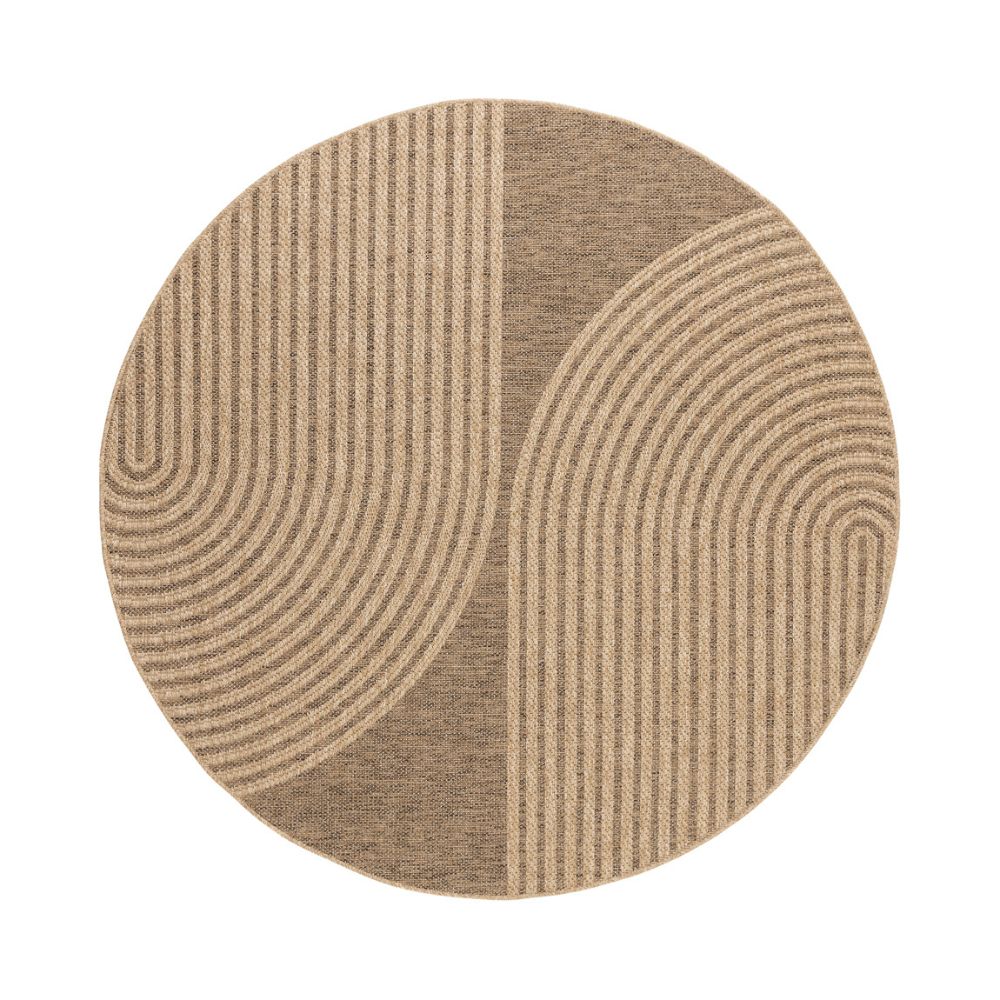 Luonto Vorm Beige Rund 200 cm Inom- och Utomhusmatta