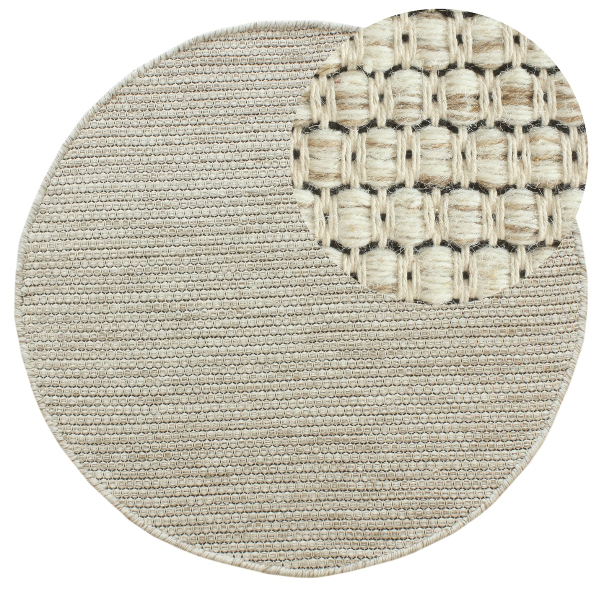Mila Offwhite Rund 200 cm Ullmatta