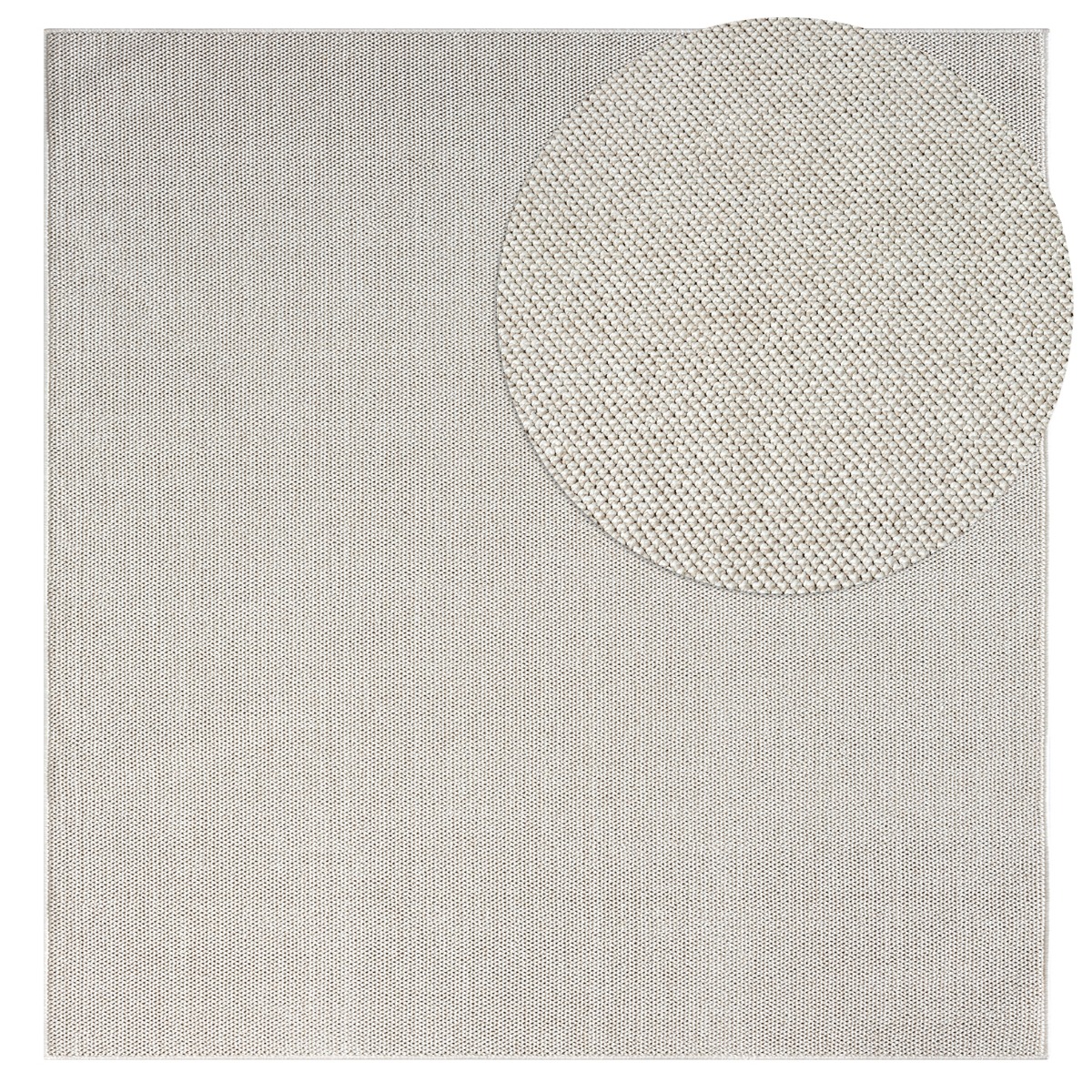 Tokyo Offwhite Kvadrat 240 cm Ullmatta-look