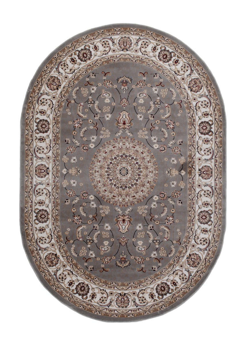Doha Oma Grå Oval 160x230 cm Wiltonmatta