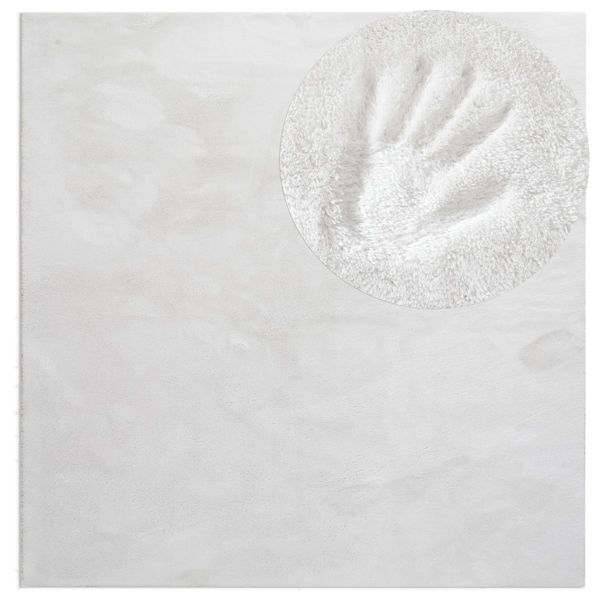 Fluffy Offwhite Kvadrat 240 cm Tvättbar Mjuk Ryamatta