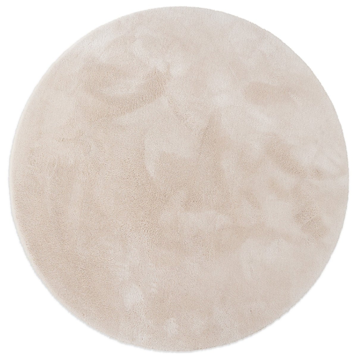 Fluffy Beige Rund 240 cm Tvättbar Mjuk Ryamatta